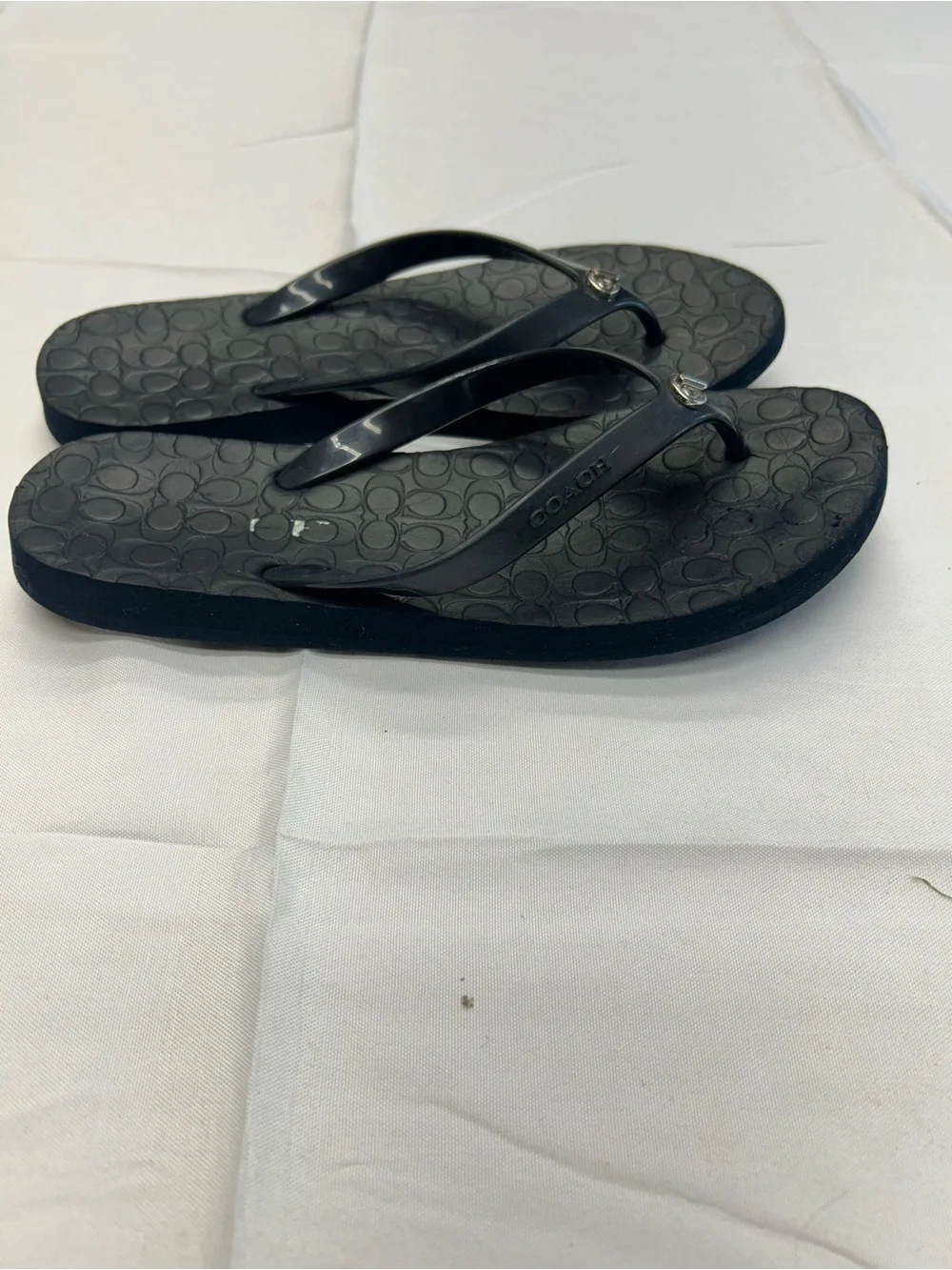 Coach Signature Jelly Flip Flops - Navy Blue  7 / 7.5